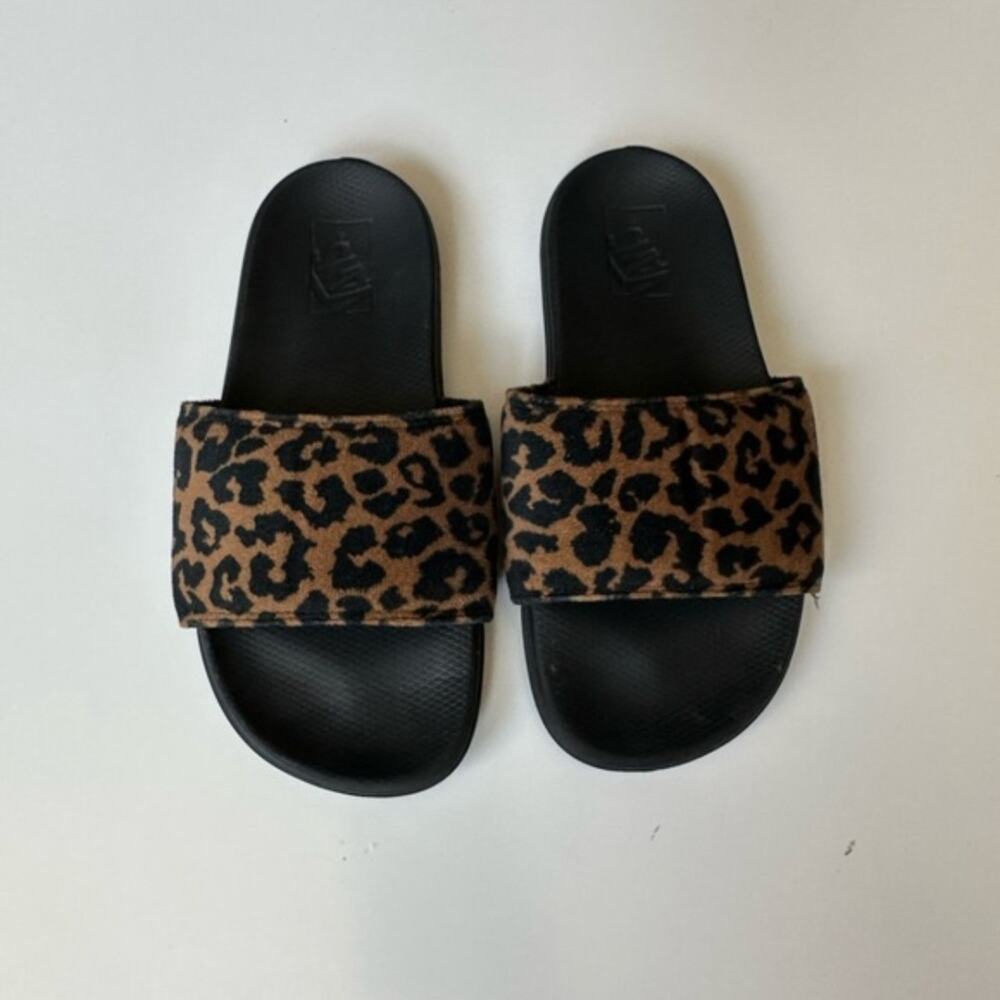 Vans Leopard and Black Slides size 3